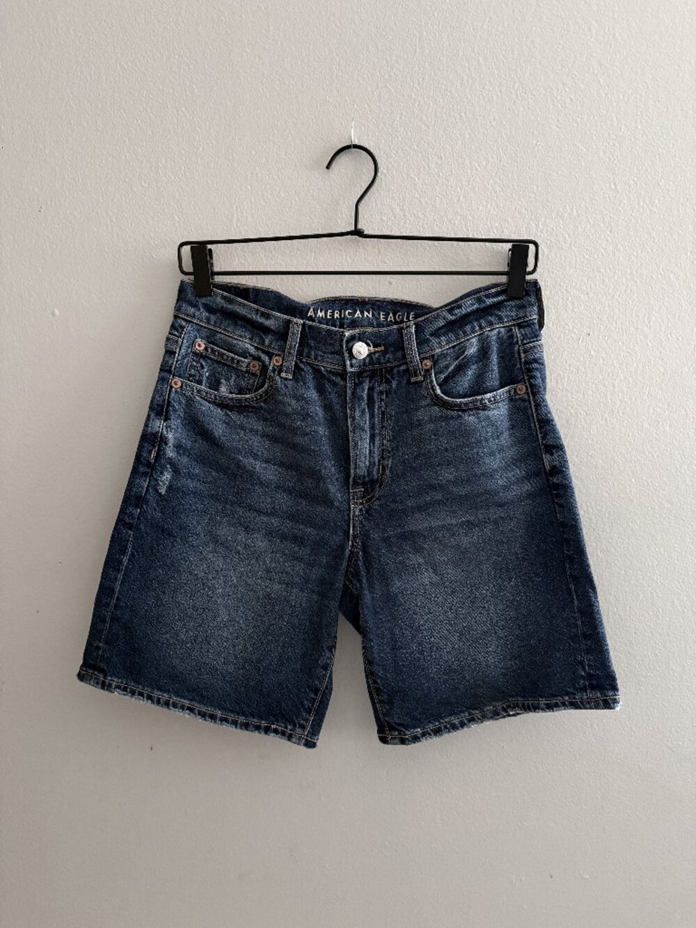 American Eagle Dark Wash Denim Bermuda Shorts | 5 Pocket Blue Jean Shorts | US 0